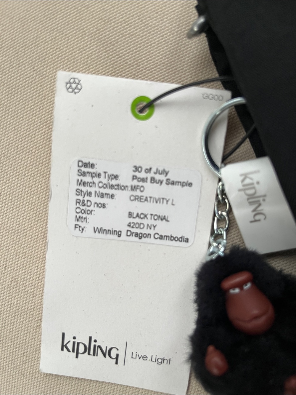 Kipling Black Zip Coin Pouch with Fuzzy Monkey Charm - Picture 4 of 8